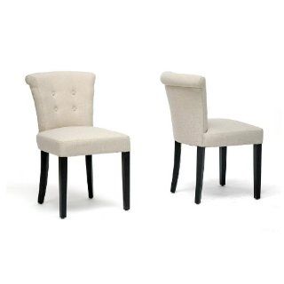Baxton Studio Philippa Beige Linen Dining Chair, Set of 2   Tufted Dining Chairs