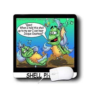 mp_2446_1 Londons Times Fish Fishing Deep Beneath Cartoons   Fish Hears Jacque Cousteau In Shell   Mouse Pads Electronics