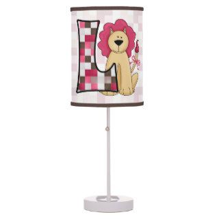 Pink Lion Monogrammed "L" Animal Desk Lamps