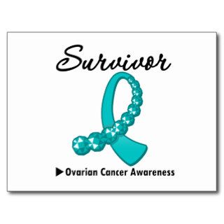 Ovarian Cancer Survivor Gemstone Ribbon Post Card