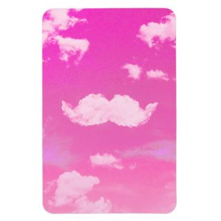 Funny Mustache Cool White Clouds Pink Skyscape Rectangular Magnet