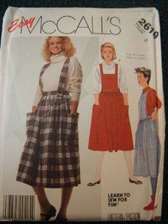 MISSES SKIRT, STRAPS AND BIBS SIZE 8 LEARN TO SEW FOR FUN EASY MCCALLS SEWING PATTERN #2619