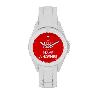 Red Keep Calm and Have Another Wristwatches