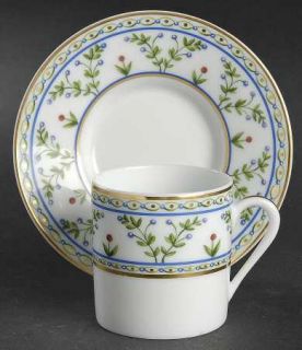 Raynaud Heloise Flat Demitasse Cup & Saucer Set, Fine China Dinnerware   Blue Fl