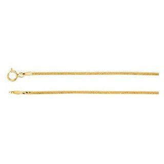 14K Yellow Gold 18 Inch Polished Solid Flexible Herringbone Jewelry
