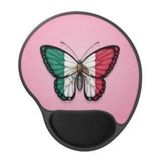 Mexican Butterfly Flag on Pink Gel Mouse Mats