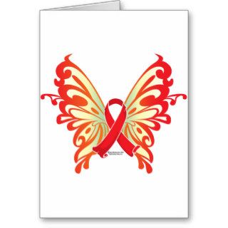 AIDS Ribbon Butterfly Greeting Card