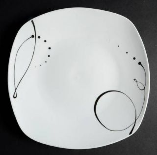 Tabletops Unlimited Pescara Dinner Plate, Fine China Dinnerware   Black Dots&Lin