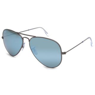 Aviator Flash Lenses Sunglasses Gunmetal/Green Mirror Silver Solid One S
