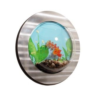 Brushed Stainless Framed Acrylic Bubble Wall Mount Fishbowl Danya B Fish Tanks