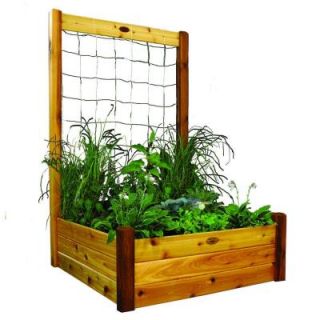 Gronomics 48 in. x 48 in. x 19 in. Raised Garden Bed with 48 in. W x 80 in. H Safe Finish Trellis Kit RGBT TK 48 48S