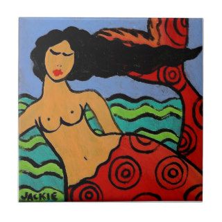 Abstract Mermaid Painting Ceramic Tiles