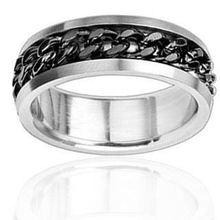 Stainless Steel Black Chain Spinner Ring West Coast Jewelry Men's Rings