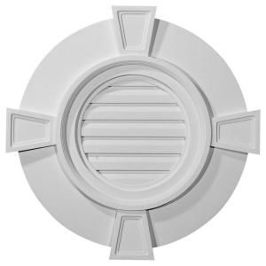 Ekena 2 1/4 in. x 24 in. x 24 in. Functional Round Gable Vent with Keystones GVRO24TFK