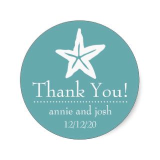 Starfish Thank You Labels (Sea Foam) Round Sticker