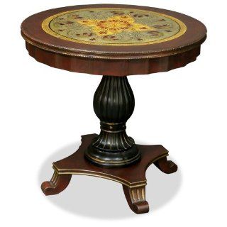Silver Flower Motif Round Table   End Tables
