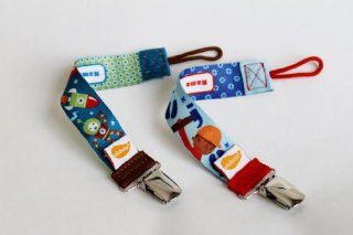 Ulubulu Personalized Pacifier Clip Bundle Robonaut Robot and Tool Time  Baby Pacifier Leashes  Baby