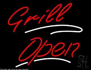 Grill Script2 Open Clear Backing Neon Sign 24" Tall x 31" Wide  Business And Store Signs 