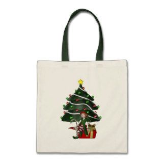 Girl Elf Christmas Tree Holiday Tote Bag