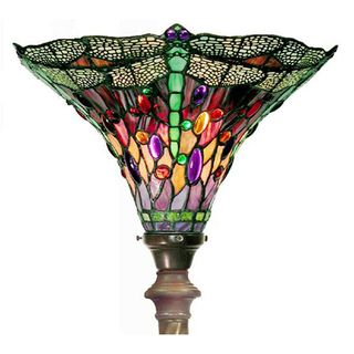 Tiffany style Dragonfly Red & Purple Torchiere Lamp Warehouse of Tiffany Tiffany Style