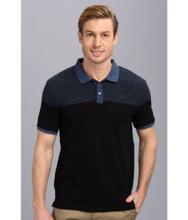 Calvin Klein Jeans 2 Color Blocked S/S Polo Mens Short Sleeve Pullover (Black)