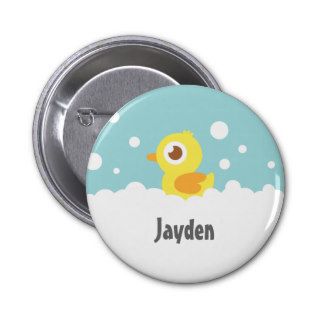 Cute Rubber Ducky in Bubble Bath Pinback Buttons