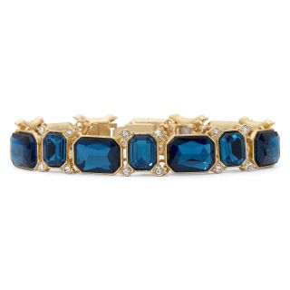 MONET JEWELRY Monet Gold Tone, Crystal & Teal Stone Flex Bracelet, Blue