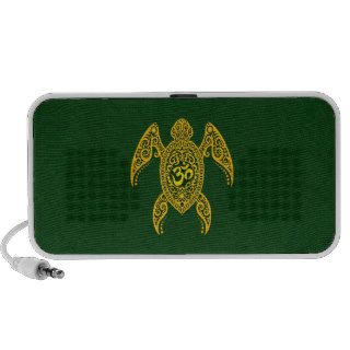 Yellow Om Sea Turtle on Green Notebook Speaker
