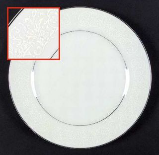 Kristina Collection Satin Song  Dinner Plate, Fine China Dinnerware   White Scro