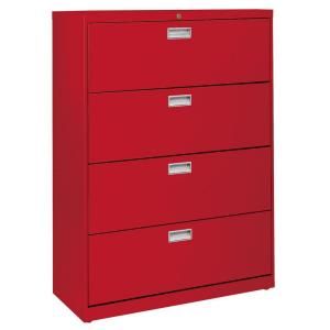 Sandusky 600 Series 36 in. W 4 Drawer Lateral File Cabinet in Red LF6A364 01