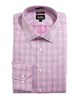 Trim Fit Regular Finish Plaid Dress Shirt, Pink