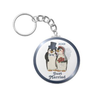 Penguin Wedding Bride and Groom Tie   Customize Keychains