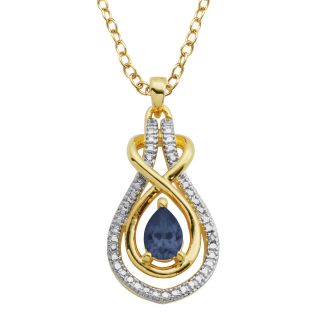 Bridge Jewelry Sapphire & Diamond Accent Pear Knot Pendant