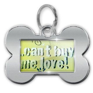 Dog Bone Pet ID Tag "Cannot buy me love"   Neonblond  Pet Identification Tags 