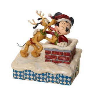 Disney Traditions designed by Jim Shore for Enesco St. Mick W/Pluto the Reindeer Figurine 7 IN   Collectible Figurines