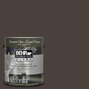 BEHR Premium Plus Ultra 1 gal. #UL140 1 French Roast Interior Semi Gloss Enamel Paint 375301