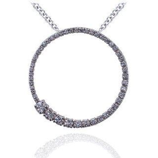 14 KT WHITE GOLD DIAMOND CIRCLE OF LIFE PENDANT Engagement Rings Jewelry