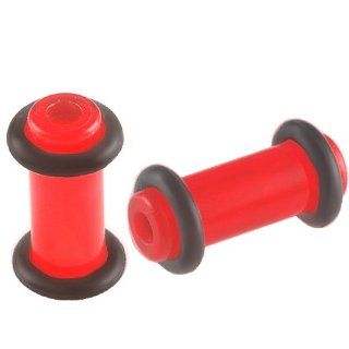 6G 6 gauge 4mm   Red Acrylic Flesh Tunnels Ear Plugs Earlets with Black o rings ADAU   Ear Stretching Expanders Stretchers   Sold as a Pair Jewelry