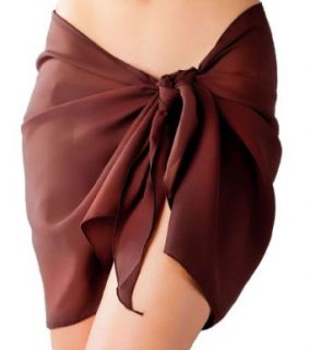 Short Plus Size Brown Swimsuit Sarong Cover Up with Built in Ties