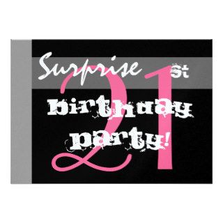 21st SURPRISE Birthday Party Custom Template Custom Announcements