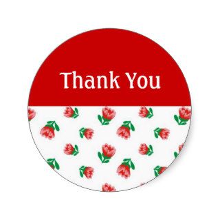 Red Floral Thank You Envelope Seals Sticker