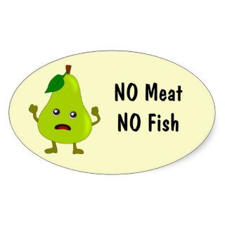 Vegetarian    No Meat, No Fish Food Labels Pear Oval Sticker