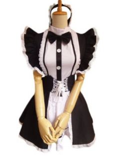 TOMSUIT Cotton Black and White Wing Sleeve Bandage Gothic Lolita Dress with Hairband Clothing