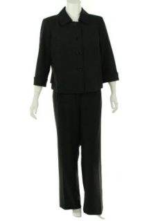 Tahari Michael Three Quarter Sleeve Pant Suit Black 16W