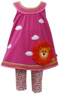 Bonnie Jean Toddler Girls 2T 4T Fuchsia Pink LION Applique Knit Capri Outfit Clothing