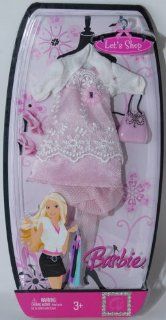 Barbie Clothes Let's Shop Pink & White Dress with Pink Sparking Stockings and Accessories Toys & Games
