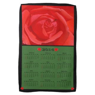 2014 Coral Rose Cloth Calendar Kitchen Towels