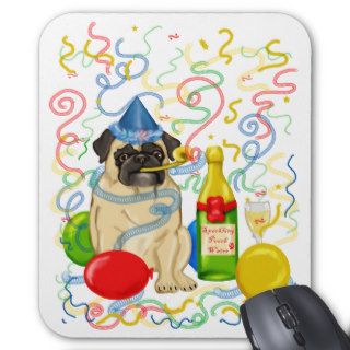Customizable Party Pug Celebration Tees and Gifts Mouse Pads