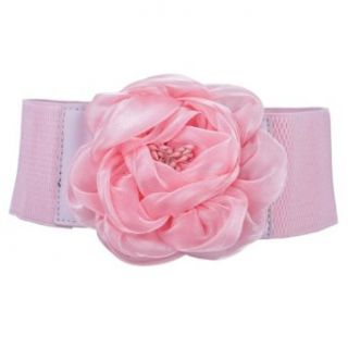 TopTie Organza Flower Elastic Waist Belt   Pink