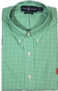 Polo Ralph Lauren Custom Fit Gingham Cotton Poplin (Extra Large, Green/White) at  Mens Clothing store Oxford Shirts